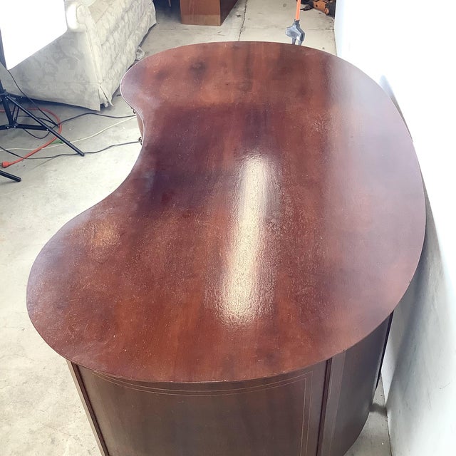 Antique English Edwardian Mahogany Kidney Desk For Sale - Image 18 of 18