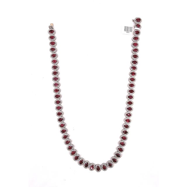 Red 30.20 Ct Natural Ruby & Diamond Necklace For Sale - Image 8 of 8