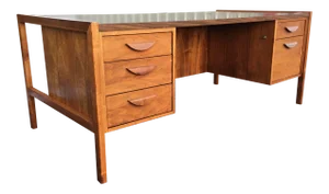 Mid-Century Modern Walnut Executive Desk Manner of Jens Risom