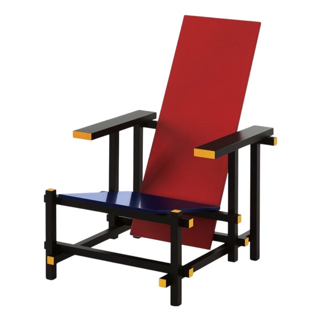 Red and Blue Lounge Chair in the style of Gerrit Rietveld, 1970s For Sale