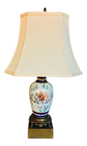 1940s Porcelain Armorial Table Lamp