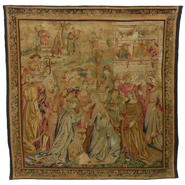 Textile 18th Century Antique Brussels Tapestry For Sale - Image 7 of 9