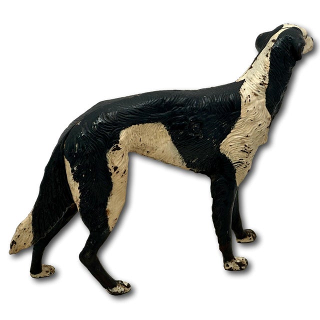 Rare & Large Size Model Antique American Cast Iron Russian Wolfhound / Borzoi Dog Doorstop 10.5 Inch Tall X 15 Inches Long For Sale - Image 11 of 18