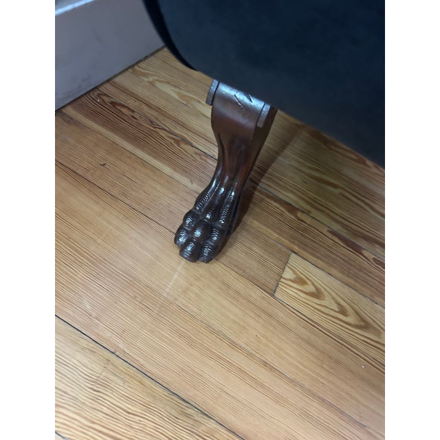 Black Antique Late 19th Century Victorian Sofa/Settee - New Upholstery. Carved Mahogany Frame For Sale - Image 8 of 8