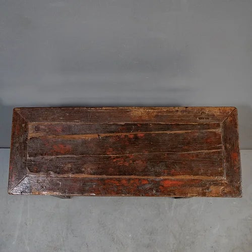 Wood Antique Chinese Early 1900s Old Red Lacquer Altar Table For Sale - Image 7 of 8