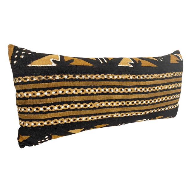 African Vintage Large /Long African Bogolan Mud Cloth Pillow 28" W For Sale - Image 3 of 7