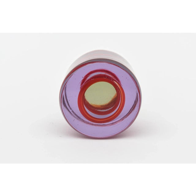 Vintage 1980's Spiral Zigzag Glass Paperweight Red, Purple For Sale - Image 4 of 10