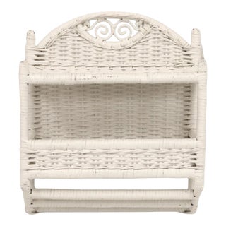 White Wicker Wall Shelf For Sale