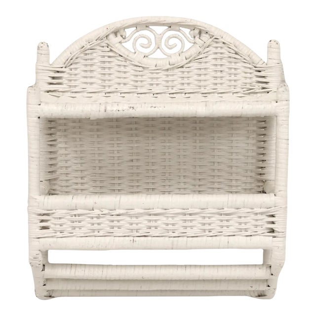White Wicker Wall Shelf For Sale