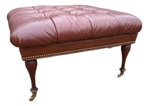 Leather Tufted Ottoman by Charles Stewart