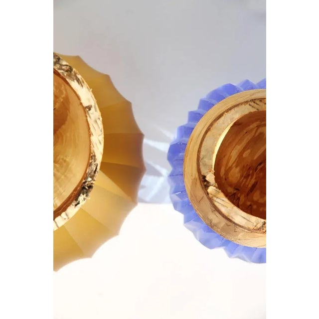 Iris Blue Frida with Cuts Stacking Vase by Pia Wüstenberg For Sale - Image 6 of 7