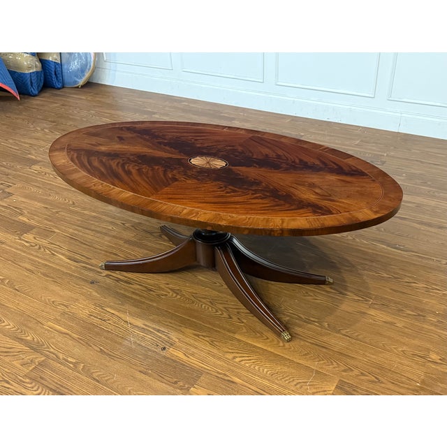 Wood Georgian Oval Mahogany Cocktail Table by Leighton Hall - Showroom Sample For Sale - Image 7 of 17