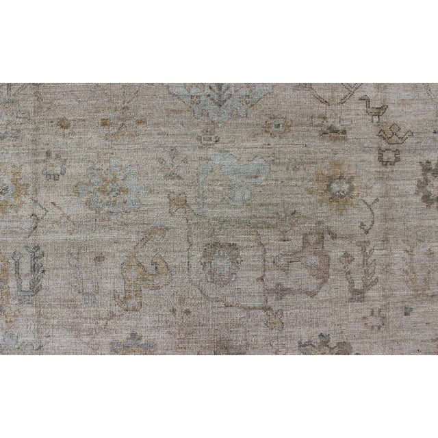 Textile Turkish Angora Oushak Rug With All-Over Vining Floral Design Keivan Woven Arts 11'8 X 15'1 For Sale - Image 7 of 15