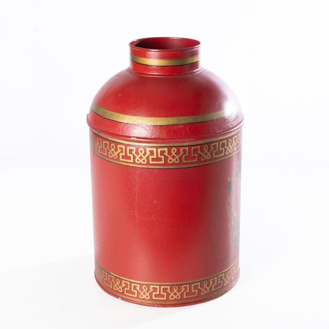 Metal Tole Painted Tea Canister For Sale - Image 7 of 9