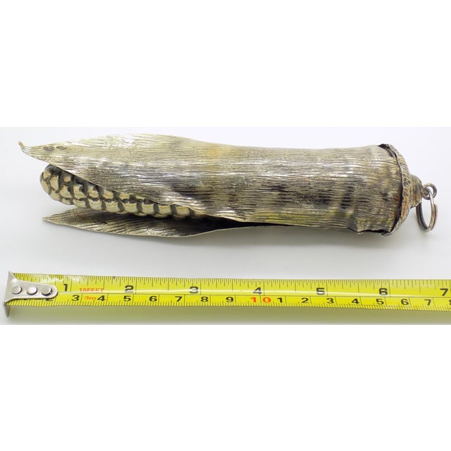 Silver Vintage Italian Handmade Genuine Silver Life Size Corn Cob Figurine Traditional Christmas Decoration For Sale - Image 8 of 8
