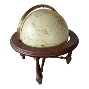 Vintage Rewired Repogle Lighted Library Globe on Wooden Stand