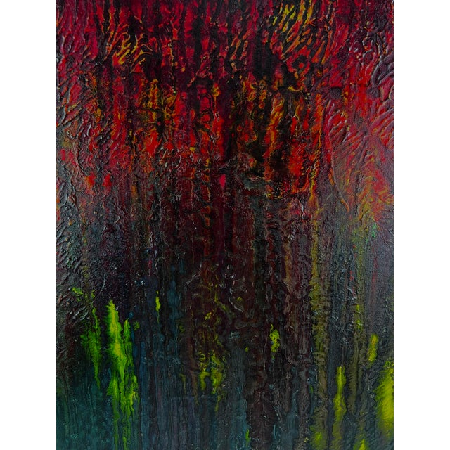 1990s Fire in the Forest at Night by Dave Francis Original Acrylic on Canvas For Sale - Image 5 of 8