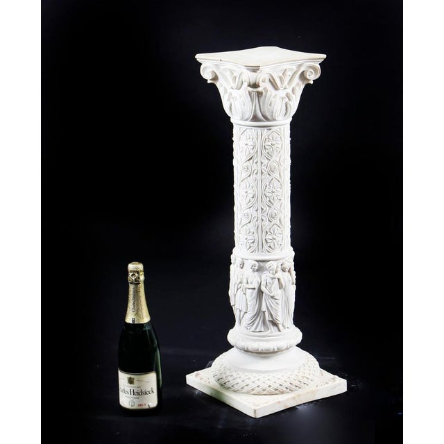20th Century Composition Marble Bust of Apollo on Pedestal, Set of 2 For Sale - Image 13 of 15