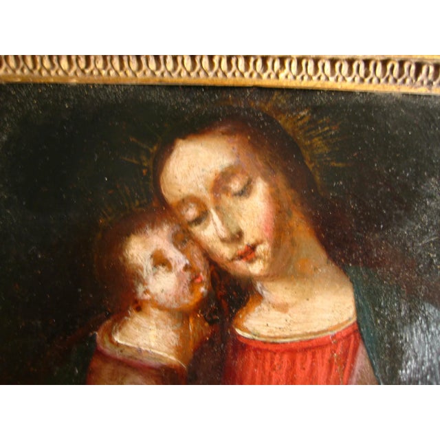 18th Century Mother and Child 18 Century Painting on Copper For Sale - Image 5 of 11