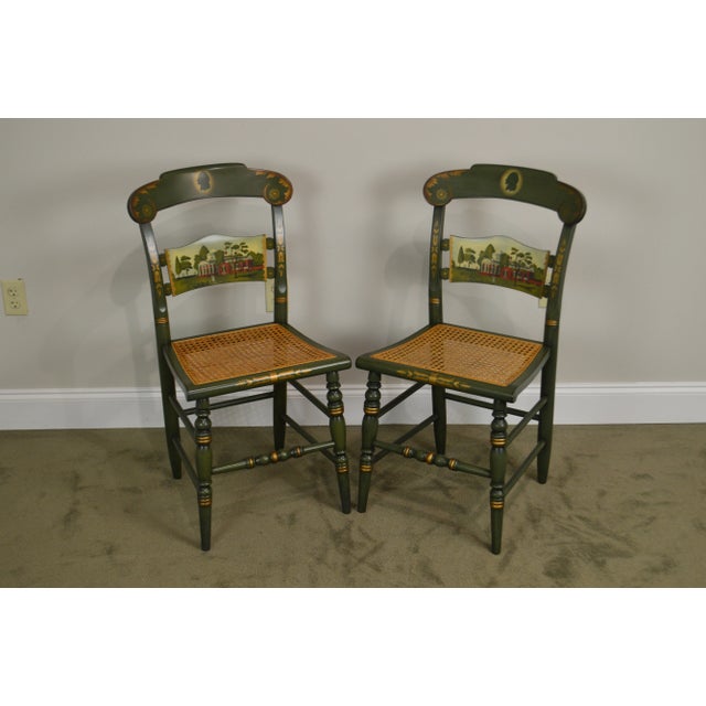 Hitchcock Thomas Jefferson Monticello Limited Edition Painted Pair Chairs (A) For Sale - Image 11 of 11
