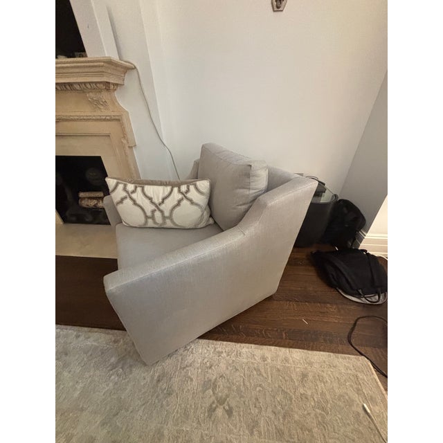 Pair of Pristine Mitchell Gold Swivel GiGi Club Chairs For Sale - Image 11 of 12