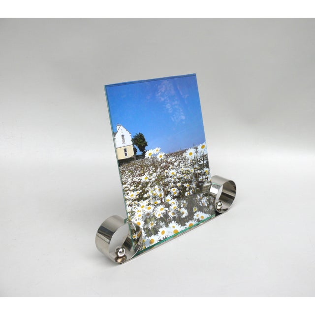 Large Art Deco Chrome-Plated Brass Picture Frame, France, 1920s For Sale - Image 3 of 18