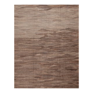 Nazmiyal Collection Brown Tribal Modern Flatweave Kilim Rug For Sale