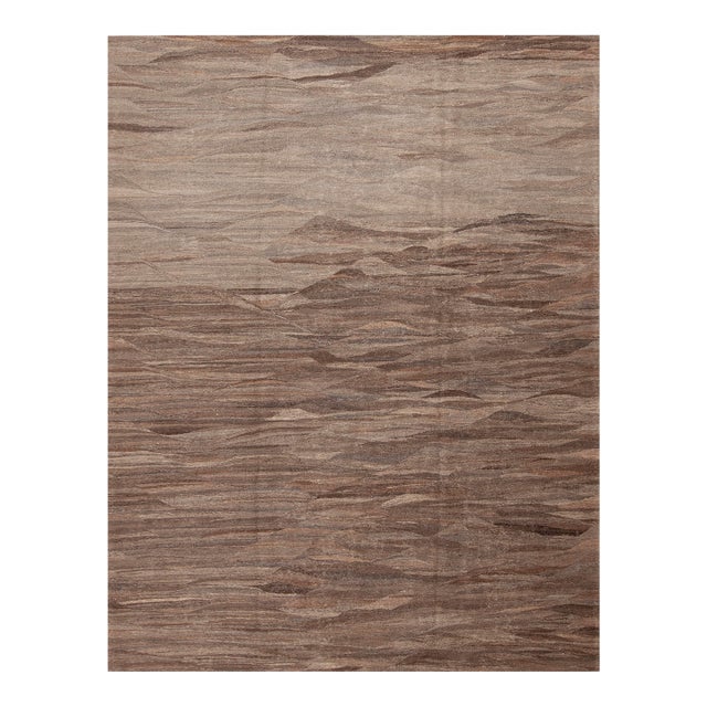 Nazmiyal Collection Brown Tribal Modern Flatweave Kilim Rug For Sale
