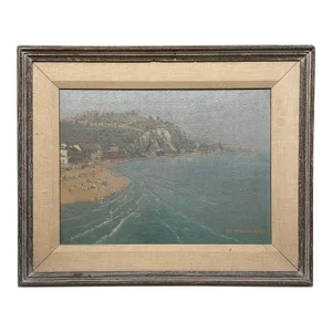 Vintage 1958 Robert Carey Sinker 'dover Beach' England White Cliffs Oil Painting