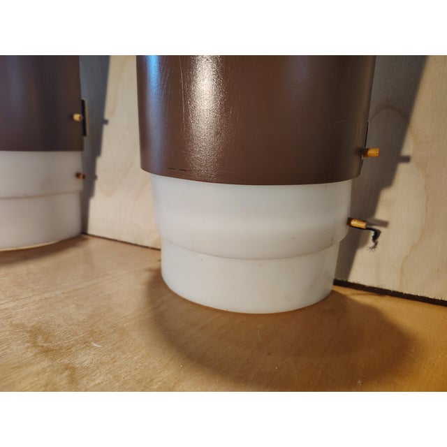 Burnt Umber A Pair of Acrylic Wall Sconces Attributed to Louis Klaff For Sale - Image 8 of 10