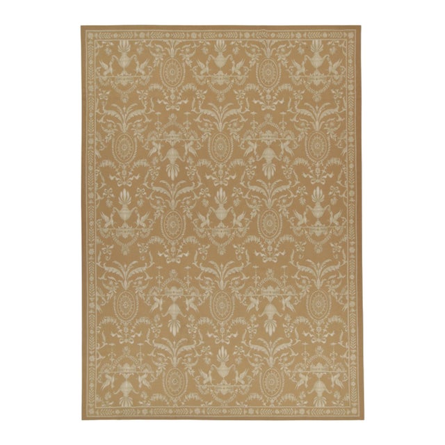 Brown Rug & Kilim’s 18th-Century Aubusson Style Flat Weave in Brown With White Pattern For Sale - Image 8 of 8