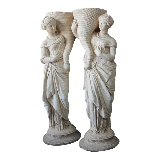 1920s Stone Goddess Statues - Set of 2 For Sale