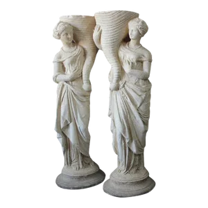 1920s Stone Goddess Statues - Set of 2