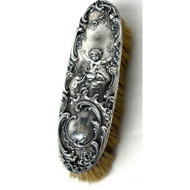 19th Century Sterling Silver Cherub Clothes Brush For Sale - Image 4 of 6