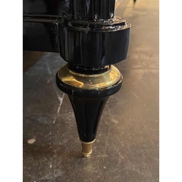 Mid 20th Century Mid 20th Century Louis XVI Style Piano Black Sideboard With a Marble Top For Sale - Image 5 of 7