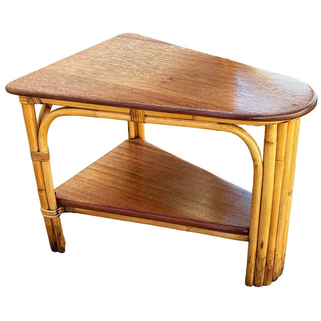 This beautifully restored rattan 7-strand wedge table blends style and vintage charm with modern comfort. Made in 1950, it...