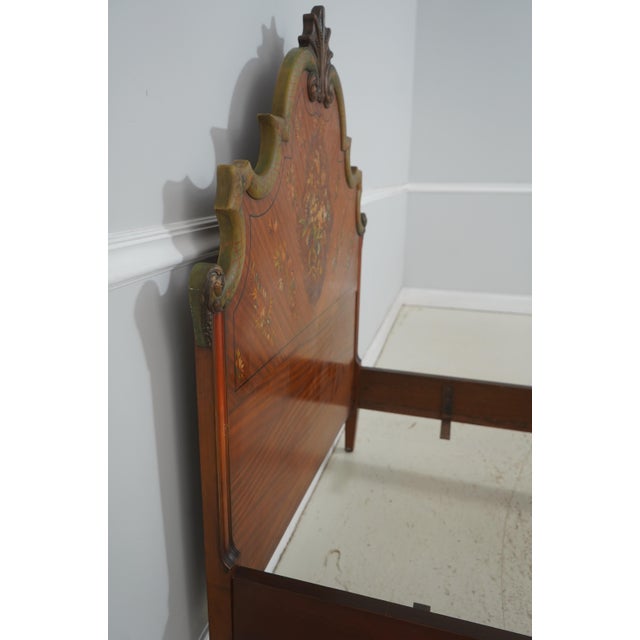 Pair of Vintage Paint Decorated French Style Carved Twin Beds For Sale - Image 13 of 18