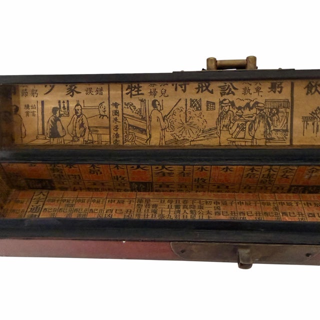 Vintage Leather Wrapped Chop Stick Box, Phoenix, Dragon Motif For Sale - Image 10 of 11