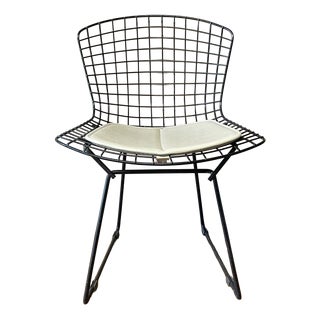 Bertoia Side Chair in Black with Cushion by Harry Bertoia, 1950s For Sale