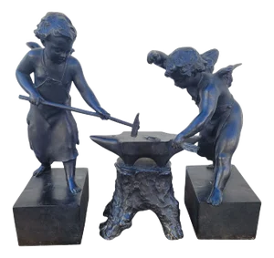Amours Forgerons, 19th Century, Bronzes, Set of 3
