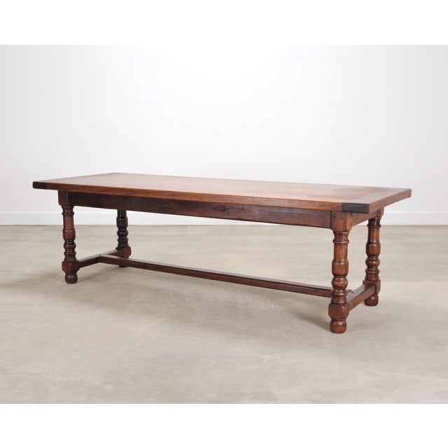 French Provincial Country French Provincial Mahogany Farmhouse Dining Table 8 Ft For Sale - Image 3 of 18