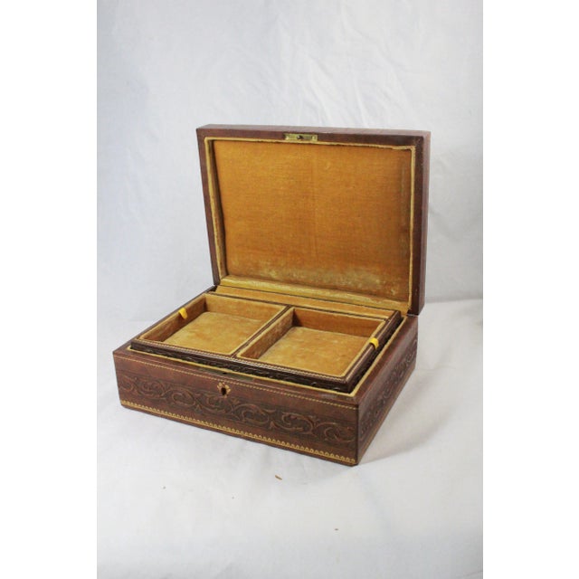 Vintage Hinged Leather and Brass Velvet Lined Box For Sale - Image 11 of 11