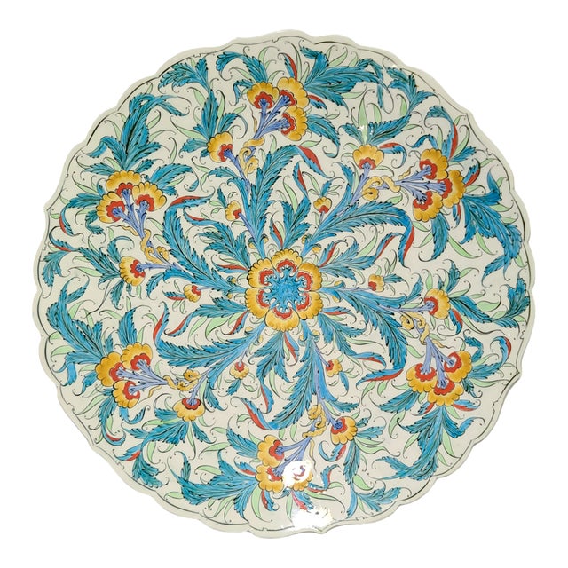 Vintage Large Hand Painted Wall Platter Tray Ceramic Avanos/Türkiye Artist Signed For Sale