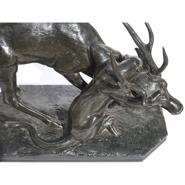 Beaux-Arts Antoine Louis Barye Bronze Panther Seizing A Stag, circa 1860 For Sale - Image 3 of 13