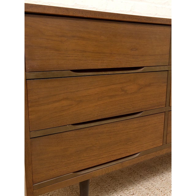 Mid 20th Century Vintage Mid-Century Modern Walnut Nine-Drawer Dresser For Sale - Image 5 of 12