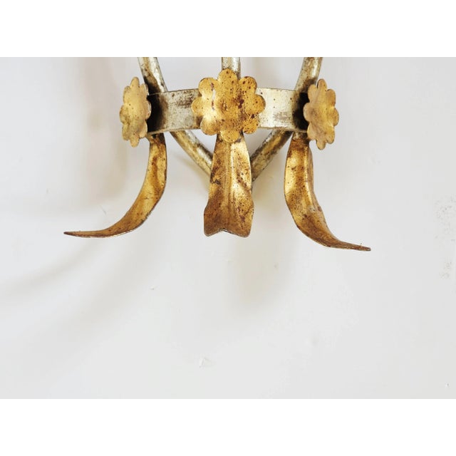 Regency Style Swag Gilt Iron Wall Sconces - A Pair For Sale In New York - Image 6 of 12