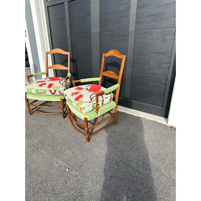 Beautiful statement chairs. With beautiful designed and printed fabric cushions made of goose down inserts. I think the...