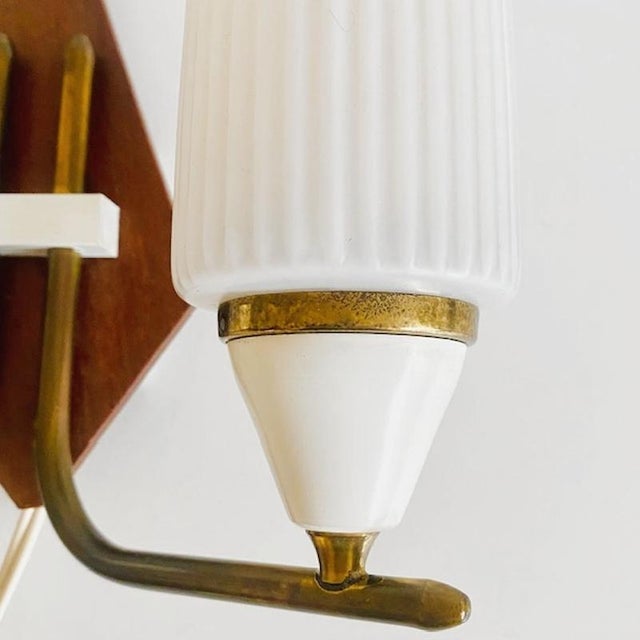Mid-Century Danish Design Double Wall Lamp in Teak, 1960s For Sale - Image 6 of 8