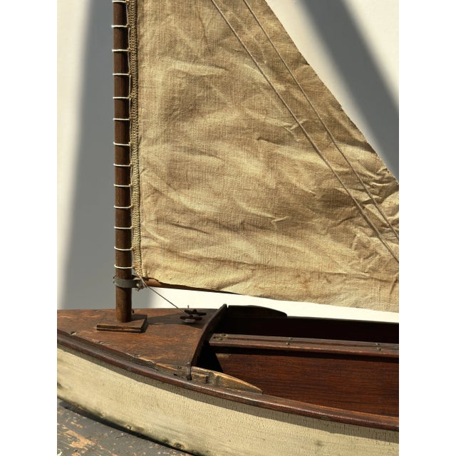 Antique Folk Art Wood Pond Sail Boat, Circa 1920s For Sale - Image 10 of 18