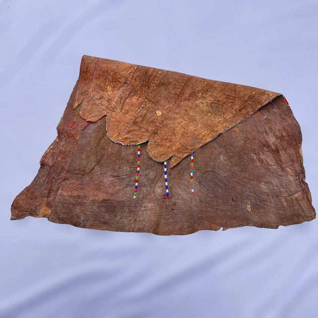 Animal Skin Early 20th Century Maasai Married Women Leather Beaded Skirt Kenya Sieber Collection For Sale - Image 7 of 12